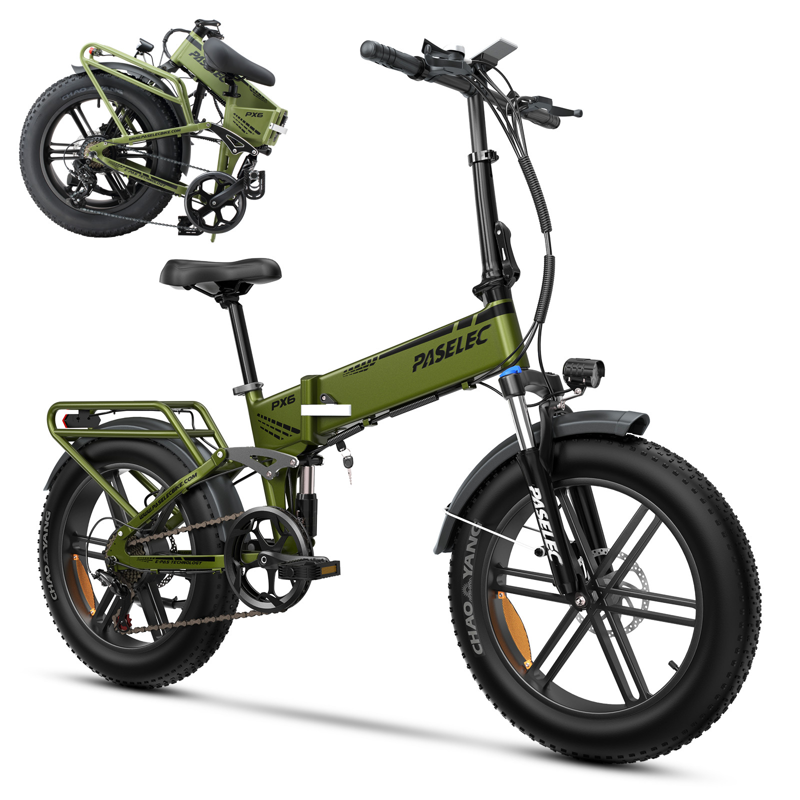 PASELEC PX6 Folding Electric Bicycle 20'' 1500W Peak 48V/13A