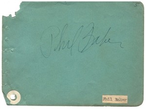 PHIL BAKER ACTOR AUTOGRAPH ON ALBUM PAGE
