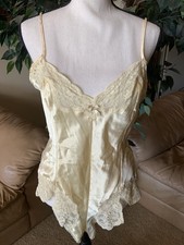Vintage Butter Yellow Satin And Lace Axiom Teddy Size Small Dress Up Lingerie
