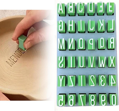 Letter Stamps for Clay, DIY Uppercase Alphabet & Numbers Stamps for Pottery C...