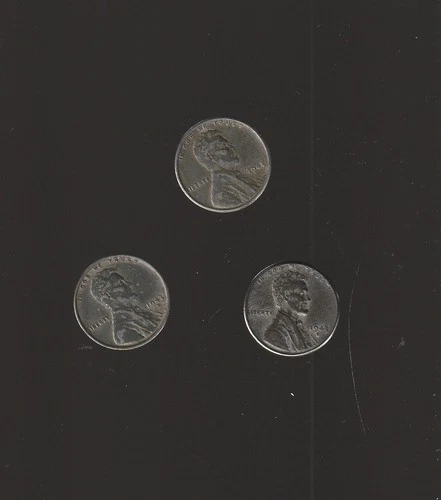 $4 SPECIAL - EXTRA FINE  LINCOLN CENTS  -  1943P  1943D  1943S  nice steel cents