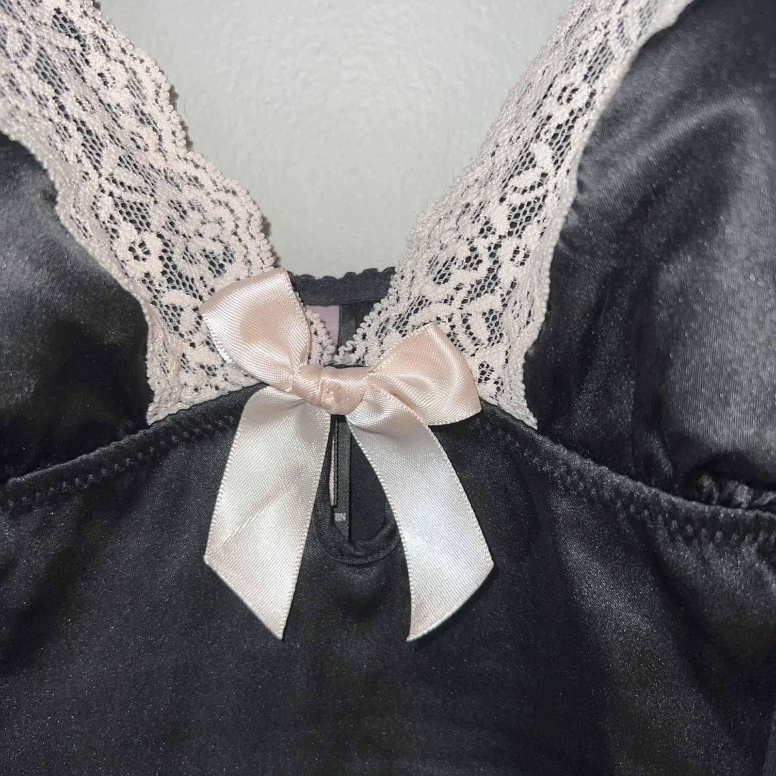 UNDERCOVER Abito slip raso Victorias Secret BLK PNK vintage anni 90 us intime ottimeioni condizio linge pizzo