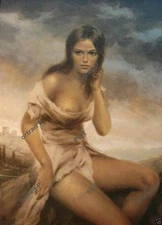 MQ-OP06709 100% handmade painted sitting girl portrait oil painting art canvas