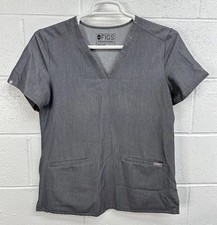 FIGS Scrub Top Gray Casma Technical Collection 3 Pocket / Women's Medium
