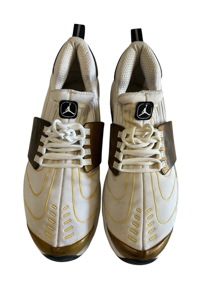 Tênis de basquete Jordan Trunner Bubble masculino bege marrom raro vintage tamanho 12 - Imagem 4 de 4