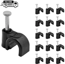 100pcs 1/4" / 6mm Half Clamp J-Hook with Nail Nail in Cable Clips Ethernet Ca...