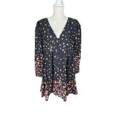 Sezane Aurelie Mini Dress Long Sleeve Floral Women's US 10/ EU 42 Fairy Romantic