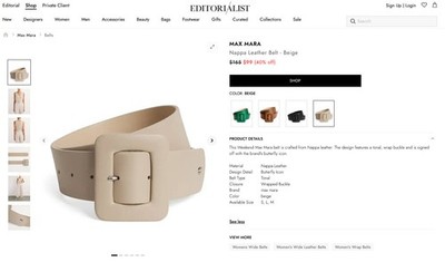 NEU Weekend Max Mara Echtleder Gürtel in Elfenbein Gr. M - Cintura Vera Pelle beige