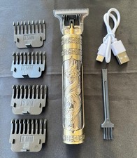 Vintage T9 Hair Trimmer Cordless Beard Clipper Dragon Engraved for Men Barber