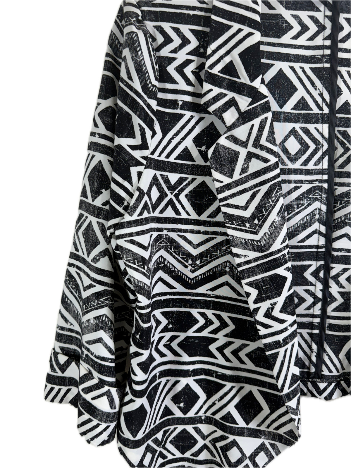 Black White Graphic Pattern Cropped Jacket Geomet… - image 2