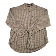 Gant Micro Tartan Button Down Beige Blue Plaid Men's Casual Shirt Men's Size XXL
