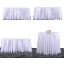Tulle Table Skirt Round Ruffled Table Cloth Christmas Table Decoration