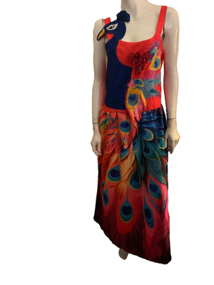 BeBe style dress maxi peacock embroidery colorful fabrics size 3XL NEW |  eBay