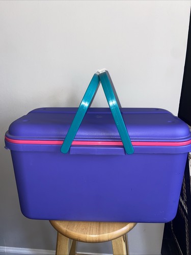 Vtg Eagle Crafts or Sewing Tote Storage Organizer, Tray, Purple USA Large