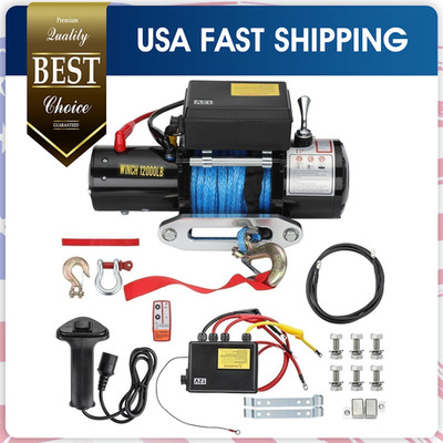12000 LB Recovery Winch 12V DC 85FT Cable for Jeep Truck Trailer 4WD Off-Road