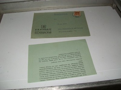   Brief Schreiben  17.7.1951 Umschlag  Schaaf solingen Gültstein #145