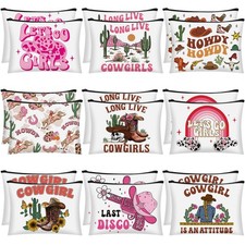 Reginary 18 Pcs Cowgirls Makeup Bag Disco Western Cosmetic vintage color