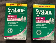 New Lot Of 2 Twin Pack Boxes Systane Ultra Dry Eye Drops 4 x 10ml 1/2028