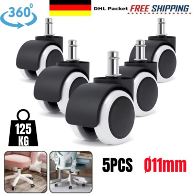 5 x Rollen für Bürostuhl Caster Wheels für Schreibtisch Stuhl Gummi Ersatz Räder