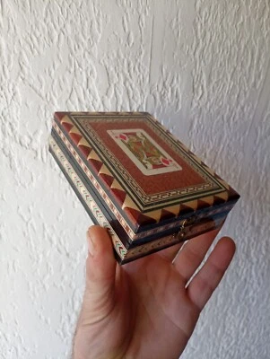 Ancienne Boîte À Carte À Jouer Valet De Carreau boîte en bois décoration carte - Photo 1/4