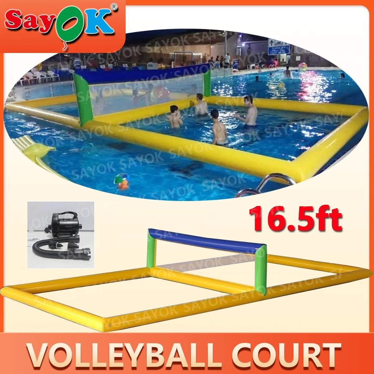 SAYOK Inflatable Volleyball Court for Pool/Inflatable Volleyball Net/Beach  Game