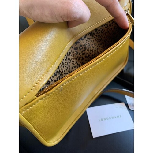 Bolso bandolera Longchamp Mademoiselle mimosa amarillo piel de becerro puñetazos - Imagen 7 de 10