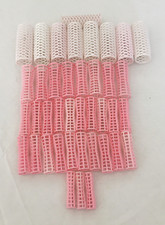 Vintage white pink plastic hair rollers curlers mixed size lot movie photo prop