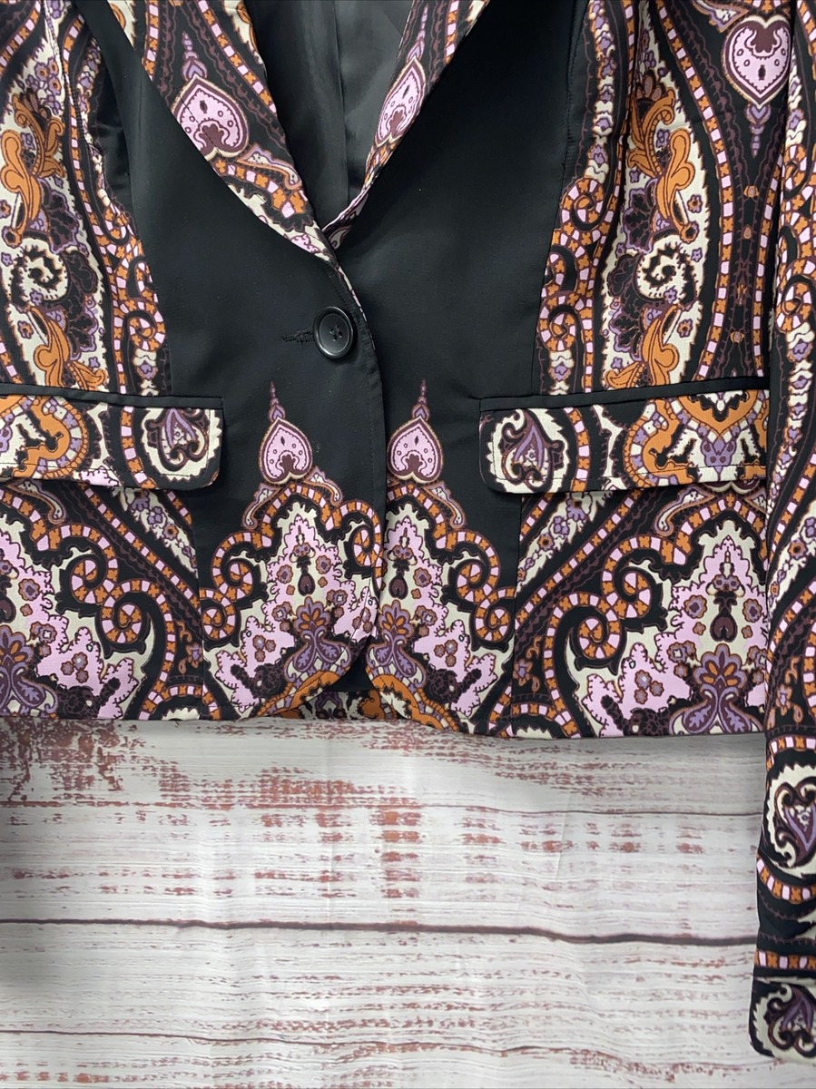 INC international concepts Blazer Jacket Size Small BLACK with PAISLEY WS-94* View 4