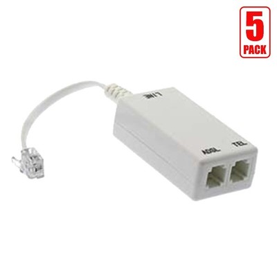 5x ADSL ADSL2 DSL Modem Telephone Phone Fax In-Line Splitter Filter Network RJ11