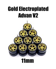 5x Gold Elect Advan V2 11/11mm Wheels Rubber Tires for 1/64 H0T Wheelz