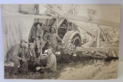 RPPC Wasco Oregon Area Horse Team Harvesting Crew Resting Posing Early 1900''s