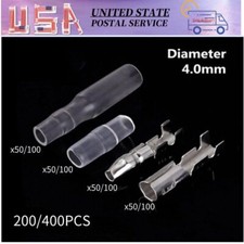 Bullet Terminal 4.0mm Car Electrical Wire Female Male Connector Kit 50/100Pairs