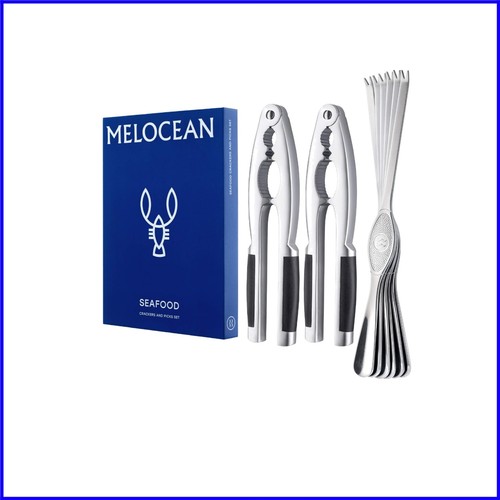 Ergonomic 8-Piece Crab & Nut Cracking Tools Set - Includes 2 Crackers & 6 Forks
