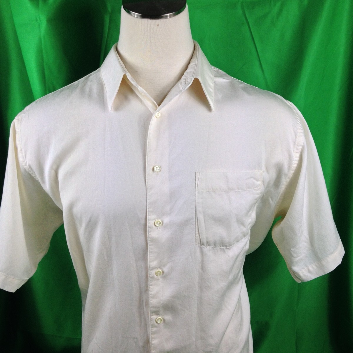 Croft & Barrow Men's Ivory Twill Dress Shirt Actual Size 17" Short Sleeve |  eBay