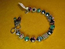MARIANA BRACELET SWAROVSKI CRYSTALS MOSAIC GREEN PURPLE BLUE MULTI Flower Gift 
