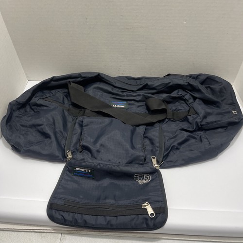 LL BEAN Adventure Duffle Travel Bag Medium Large Blue Heavy Duty Nylon