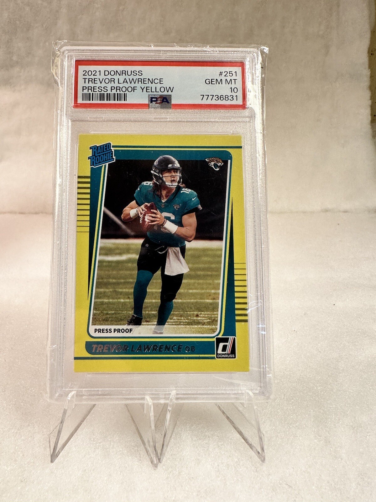 2021 Donruss Trevor Lawrence Press Proof Yellow PSA 10 Gem Mint Rated Rookie RC