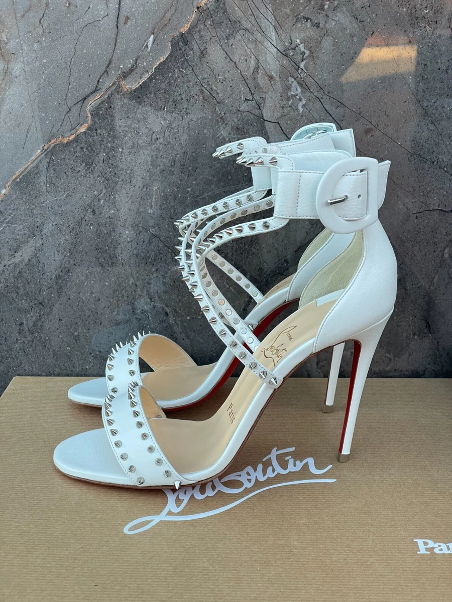 Christian Louboutin Pigalle Spikes 100 Leather Pumps in White