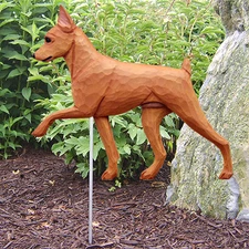 Miniature Pinscher Outdoor Garden Dog Sign Hand Painted Figure Red