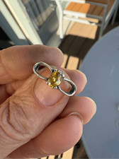 Ring, Sterling Silver Solitaire Ring, with Yellow CZ, NEW, Size 7, Handmade