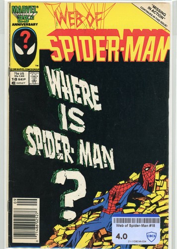Web of Spider-Man #18 (Marvel 1986) | RAW 4.0 VG | NEWSSTAND Cameo Eddie Brock
