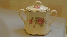 Vintage Crooksville Floral Bouquet Sugar Bowl with Lid made in USA