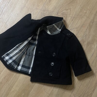Burberry Jacket pea coat nova check collar wool boys Toddlers Kids