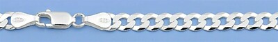 Italian Chain Flat Curb Sterling Silver 925 Necklace Width 6.8 mm Length 24''