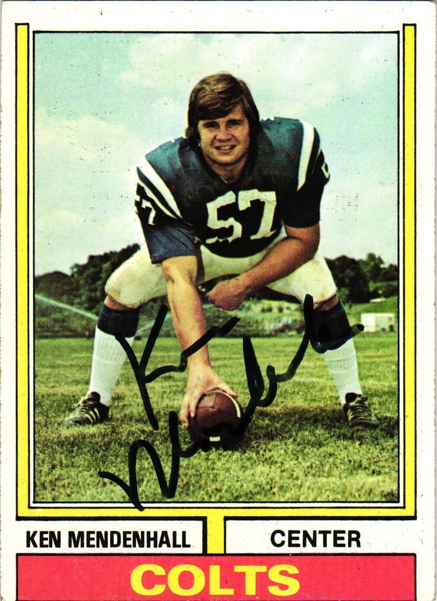 Ken Mendenhall #434 Signed 1974 Topps NFL Football Card Colts AUTO