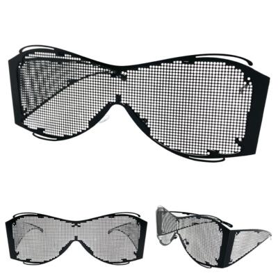 Costume Party Alien Space Visor Club Raver DJ SUN GLASSES Black Metal Mesh Frame