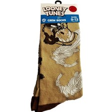 Looney Tunes Tasmanian Devil Men  s Printed Crew Socks Adult OS Crazy Fun