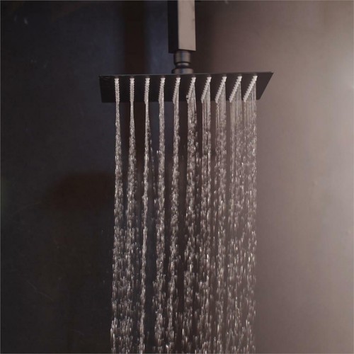 Black Ceiling Mount Shower Tap Set Rainfall Head 2-Way Mixer Valve+ Hand Faucet - Picture 69 of 79