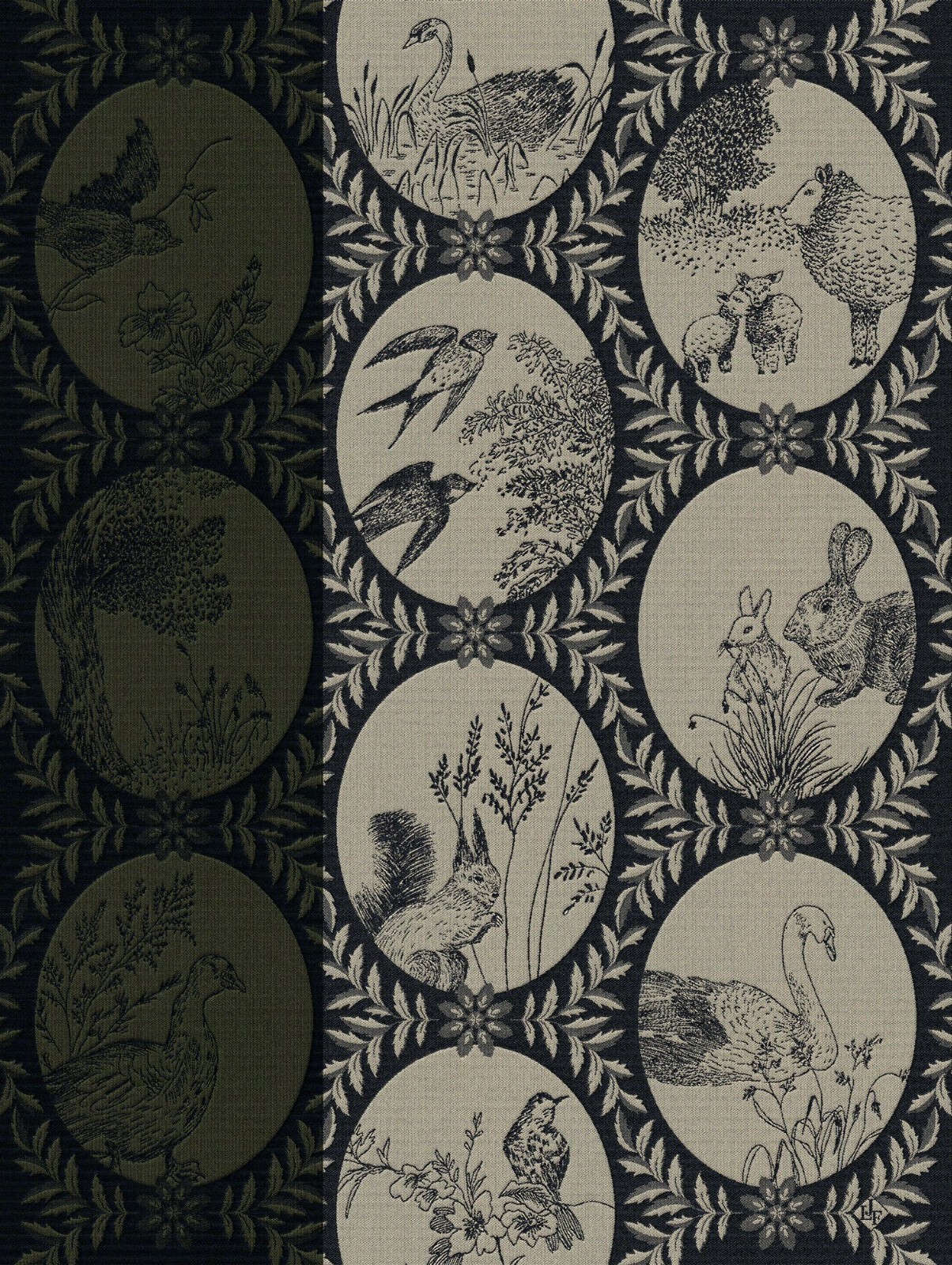 Jacquard Français ""Josephine"" (Grey), Woven cotton tea towel. Made in France.