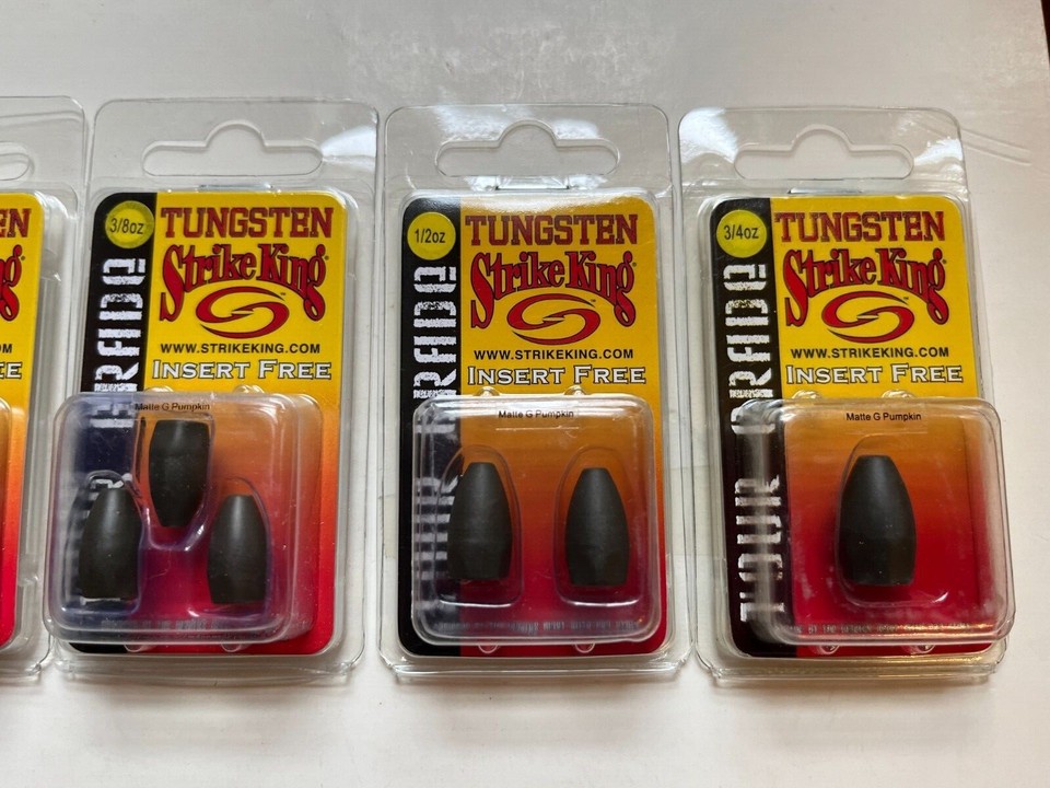 Strike King Tour Grade Tungsten Flipping Texas Rig weights 3/4 1/2 3/8 ...